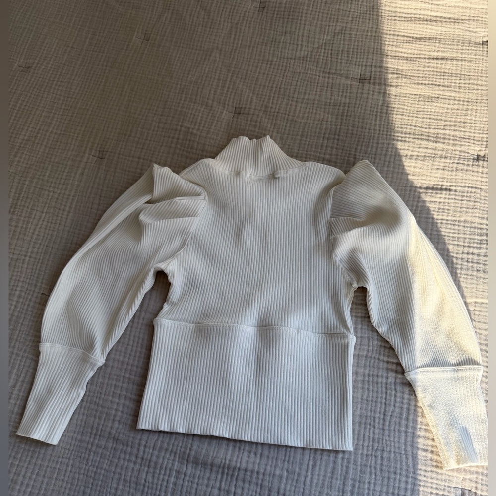 Free People Bubble Sleeve Cropped Shirt with Mock Neck - Picture 4 of 4